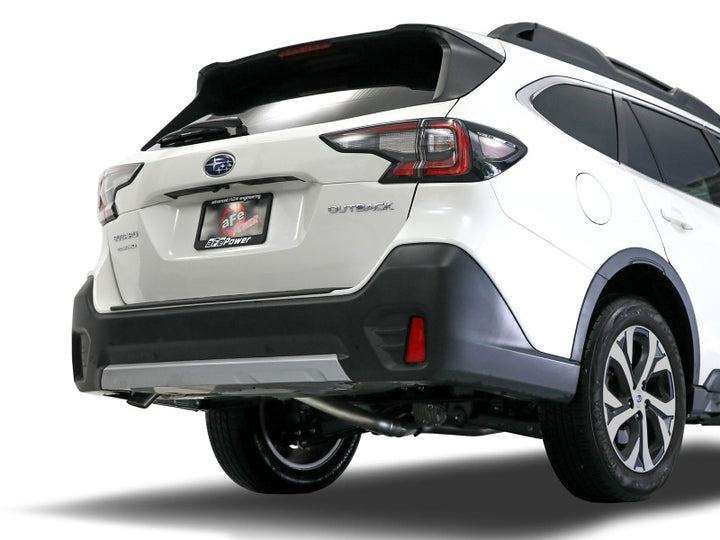 aFe POWER Takeda 20-23 Subaru Outback H4-2.5L 2-1/2in 304 Stainless Steel Cat-Back Exhaust System - Bull Strap