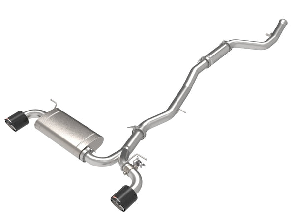 aFe POWER Takeda 2021 Toyota Supra 2.0L (t) 2.5in-3in 304 SS CB Exhaust w/ Carbon Tips - Bull Strap