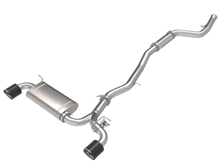 aFe POWER Takeda 2021 Toyota Supra 2.0L (t) 2.5in-3in 304 SS CB Exhaust w/ Carbon Tips - Bull Strap