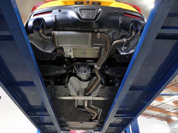 aFe POWER Takeda 2021 Toyota Supra 2.0L (t) 2.5in-3in 304 SS CB Exhaust w/ Carbon Tips - Bull Strap