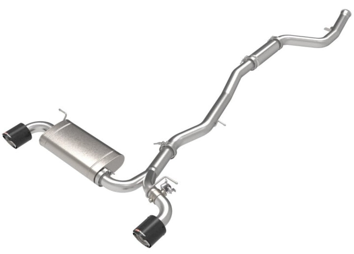 aFe POWER Takeda 2021 Toyota Supra 2.0L (t) 2.5in-3in 304 SS CB Exhaust w/ Carbon Tips - Bull Strap