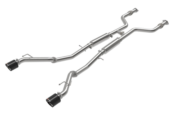 aFe POWER Takeda 2023 Nissan Z 2 1/2in 304 SS Cat-Back Exhaust System w/ Carbon Fiber Tips - Bull Strap