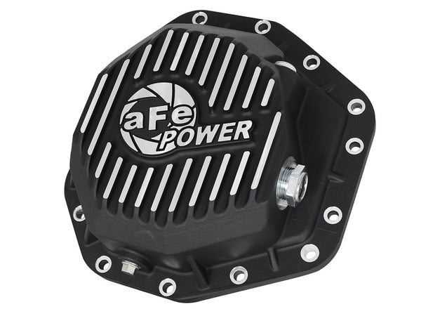 aFe Power Pro Ser Rear Diff Cover Black w/Mach Fins 2017 Ford Diesel Trucks V8-6.7L(td) Dana M275-14 - Bull Strap