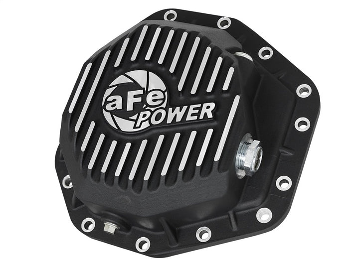 aFe Power Pro Ser Rear Diff Cover Black w/Mach Fins 2017 Ford Diesel Trucks V8-6.7L(td) Dana M275-14 - Bull Strap
