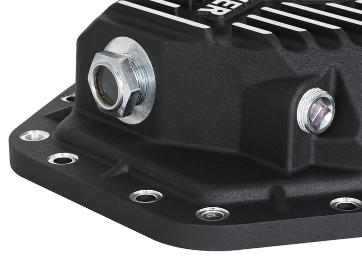 aFe Power Pro Ser Rear Diff Cover Black w/Mach Fins 2017 Ford Diesel Trucks V8-6.7L(td) Dana M275-14 - Bull Strap