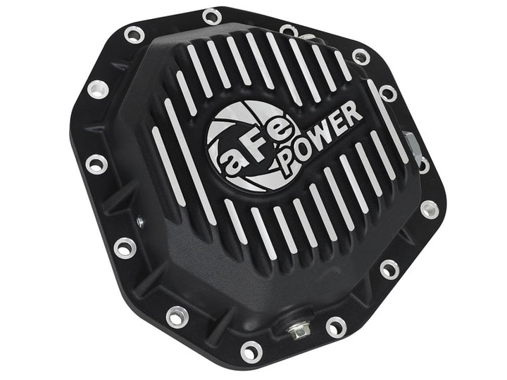 aFe Power Pro Ser Rear Diff Cover Black w/Mach Fins 2017 Ford Diesel Trucks V8-6.7L(td) Dana M275-14 - Bull Strap