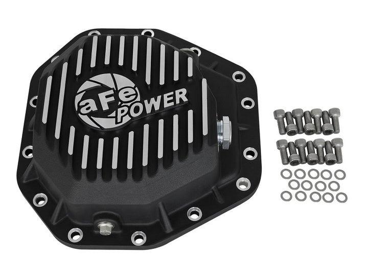 aFe Power Pro Ser Rear Diff Cover Black w/Mach Fins 2017 Ford Diesel Trucks V8-6.7L(td) Dana M275-14 - Bull Strap