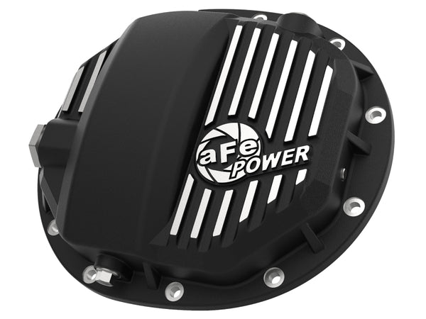 aFe Power Pro Series AAM 9.5/9.76 Rear Diff Cover Black w/Mach Fins 14-19 GM Silverado/Sierra 1500 - Bull Strap