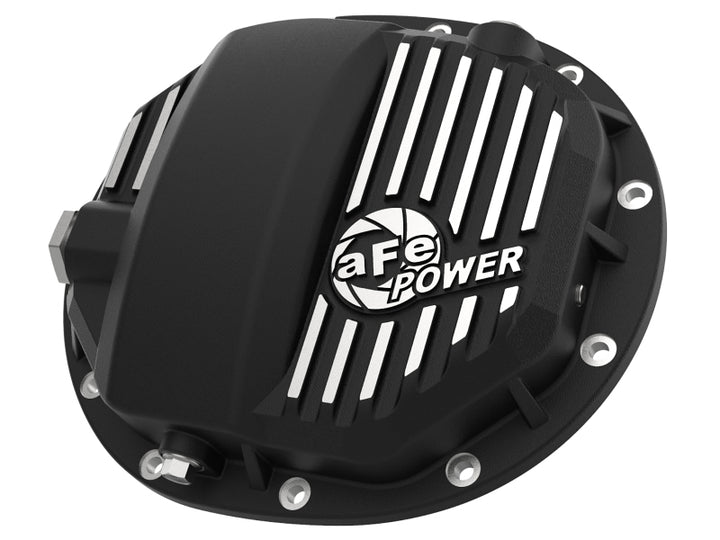 aFe Power Pro Series AAM 9.5/9.76 Rear Diff Cover Black w/Mach Fins 14-19 GM Silverado/Sierra 1500 - Bull Strap