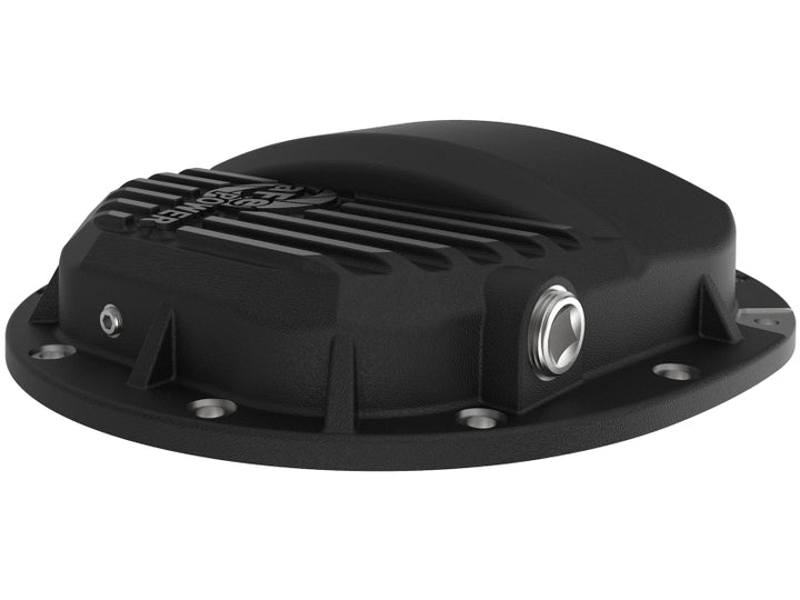 aFe Power Pro Series AAM 9.5/9.76 Rear Diff Cover Black w/Mach Fins 14-19 GM Silverado/Sierra 1500 - Bull Strap