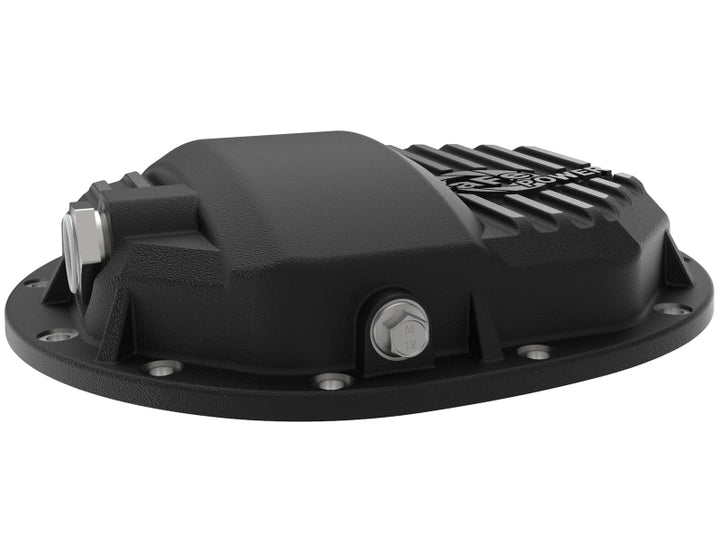 aFe Power Pro Series AAM 9.5/9.76 Rear Diff Cover Black w/Mach Fins 14-19 GM Silverado/Sierra 1500 - Bull Strap