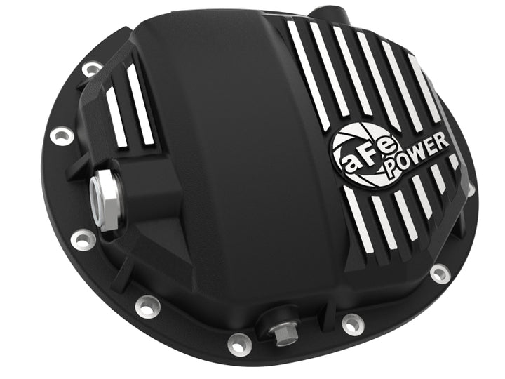aFe Power Pro Series AAM 9.5/9.76 Rear Diff Cover Black w/Mach Fins 14-19 GM Silverado/Sierra 1500 - Bull Strap