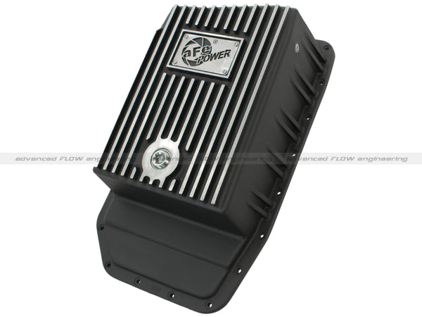 aFe Power Transmission Pan Black Machined 09-14 Ford 6R80 F-150 Trucks - Bull Strap