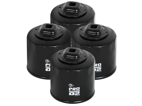 aFe Pro GUARD D2 Oil Filter 02-17 Nissan Cars L4/  04-17 Subaru Cars H4 (4 Pack) - Bull Strap