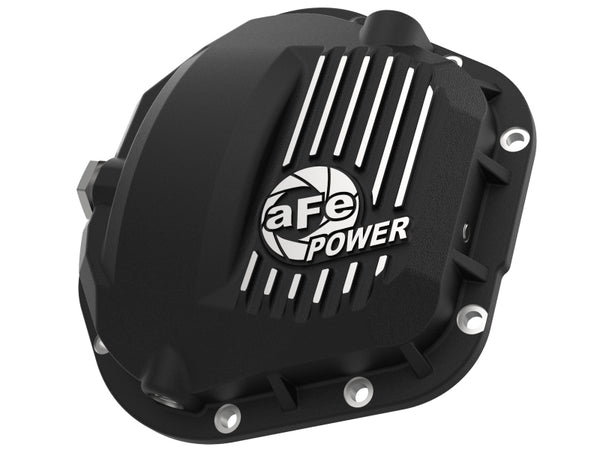 aFe Pro Series Dana 60 Front Differential Cover Black w/ Machined Fins 17-20 Ford Trucks (Dana 60) - Bull Strap