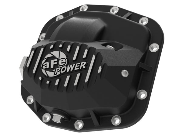 aFe Pro Series Front Differential Cover Black 2018+ Jeep Wrangler (JL) V6 3.6L (Dana M186) - Bull Strap