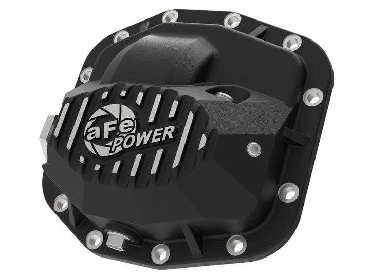 aFe Pro Series Front Differential Cover Black 2018+ Jeep Wrangler (JL) V6 3.6L (Dana M186) - Bull Strap
