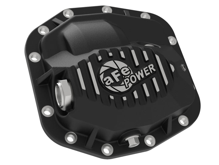 aFe Pro Series Front Differential Cover Black 2018+ Jeep Wrangler (JL) V6 3.6L (Dana M186) - Bull Strap