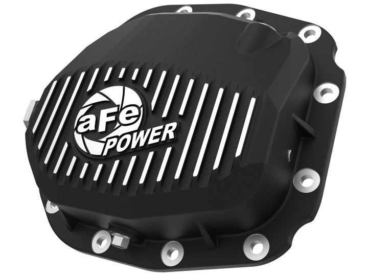 aFe Pro Series Rear Differential Cover Black w/ Fins 15-19 Ford F-150 (w/ Super 8.8 Rear Axles) - Bull Strap