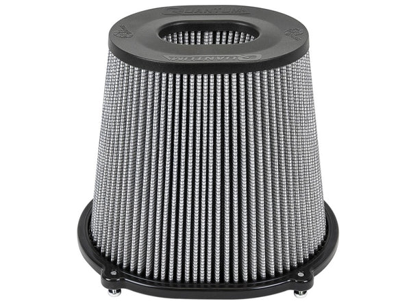 aFe Quantum Pro DRY S Air Filter Inverted Top - 5in Flange x 8in Height - Dry PDS - Bull Strap