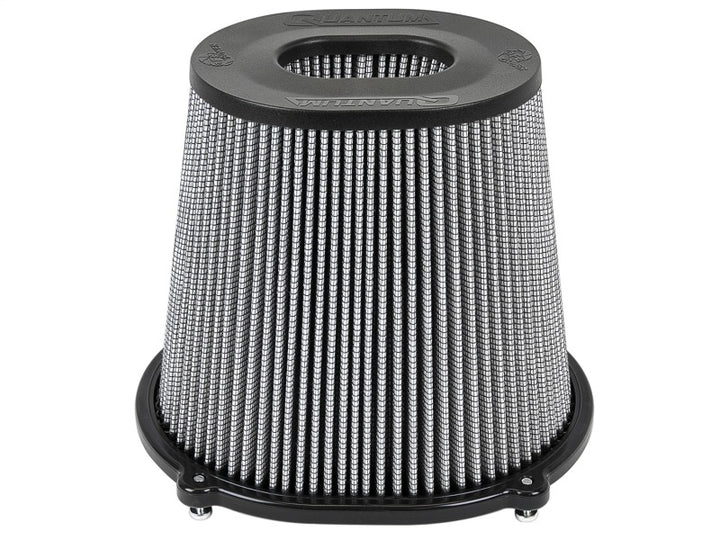 aFe Quantum Pro DRY S Air Filter Inverted Top - 5in Flange x 8in Height - Dry PDS - Bull Strap