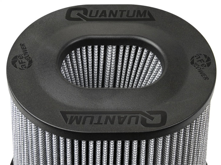 aFe Quantum Pro DRY S Air Filter Inverted Top - 5in Flange x 8in Height - Dry PDS - Bull Strap