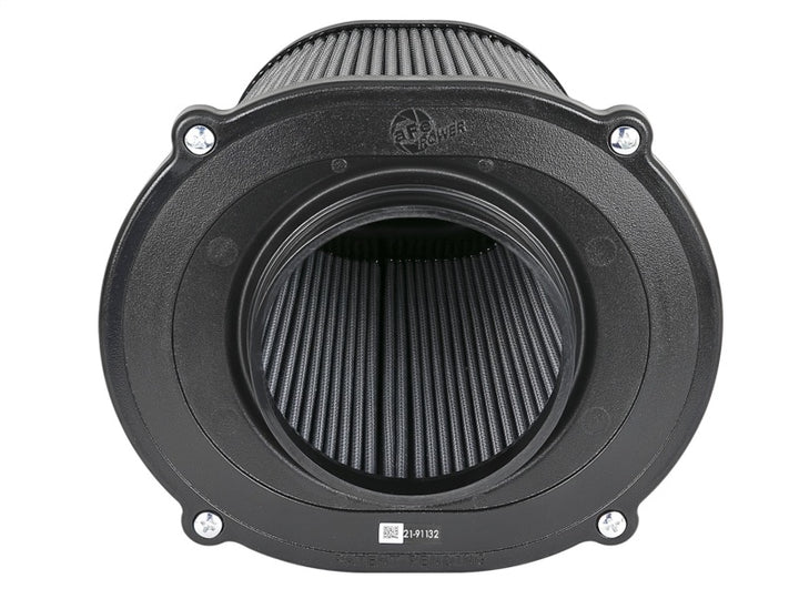 aFe Quantum Pro DRY S Air Filter Inverted Top - 5in Flange x 8in Height - Dry PDS - Bull Strap