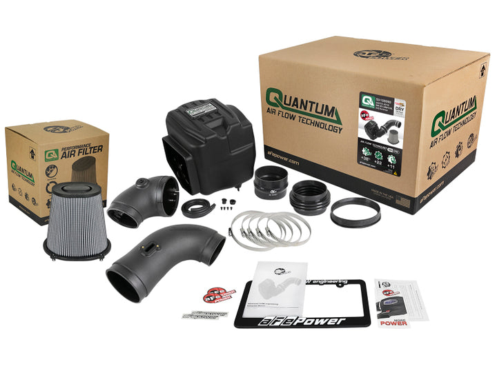 aFe Quantum Pro DRY S Cold Air Intake System 08-10 GM/Chevy Duramax V8-6.6L LMM - Dry - Bull Strap