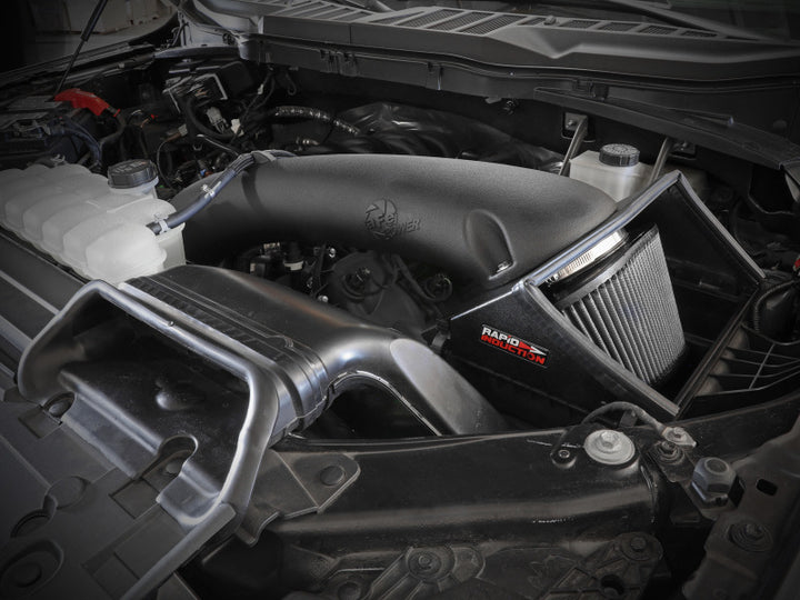 aFe Rapid Induction Cold Air Intake System w/Pro DRY S Filter 2021+ Ford F-150 V8-5.0L - Bull Strap
