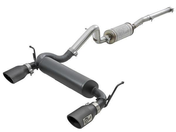 aFe Rebel Series 2.5in 409 SS Cat-Back Exhaust w/ Black Tips 2007+ Jeep Wrangler (JK) V6 3.6L/3.8L - Bull Strap