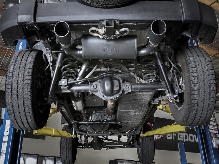aFe Rebel Series 2.5in 409 SS Cat-Back Exhaust w/ Black Tips 2007+ Jeep Wrangler (JK) V6 3.6L/3.8L - Bull Strap
