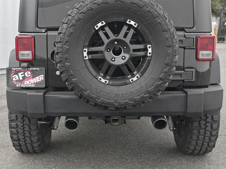 aFe Rebel Series 2.5in 409 SS Cat-Back Exhaust w/ Black Tips 2007+ Jeep Wrangler (JK) V6 3.6L/3.8L - Bull Strap