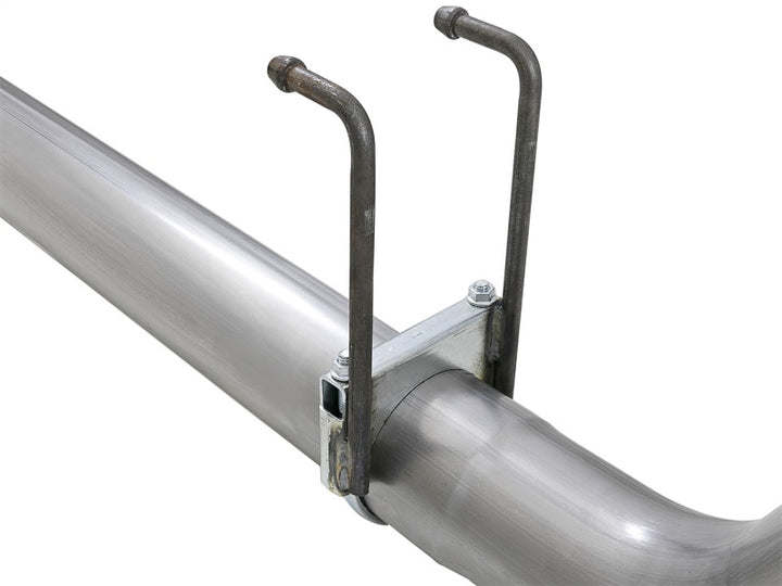 aFe Rebel XD 4in SS DPF-Back Exhaust 17-18 Ford Diesel Trucks V8-6.7L (td) w/ Dual Black Tips - Bull Strap