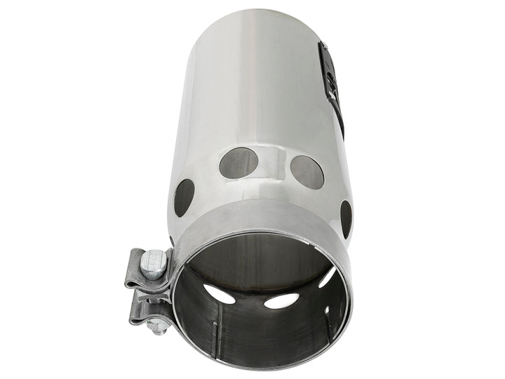 aFe SATURN 4S 4in SS Intercooled Exhaust Tip - Polished 4in In x 5in Out x 12in L Bolt-On - Bull Strap
