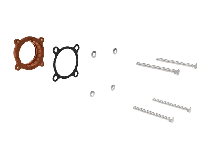 aFe Silver Bullet Throttle Body Spacers TBS 22-23 Toyota GR86 H4-2.4L - Orange - Bull Strap