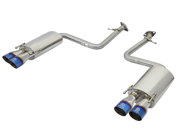 aFe Takeda 16-17 Lexus RC 200T 2.0L (t) 2in. SS Axle-Back Exhaust System w/Polished Blue Tips - Bull Strap