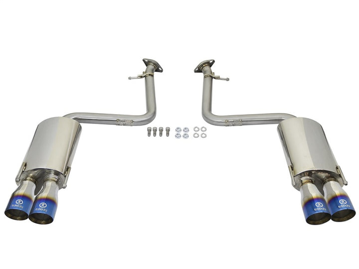 aFe Takeda 16-17 Lexus RC 200T 2.0L (t) 2in. SS Axle-Back Exhaust System w/Polished Blue Tips - Bull Strap