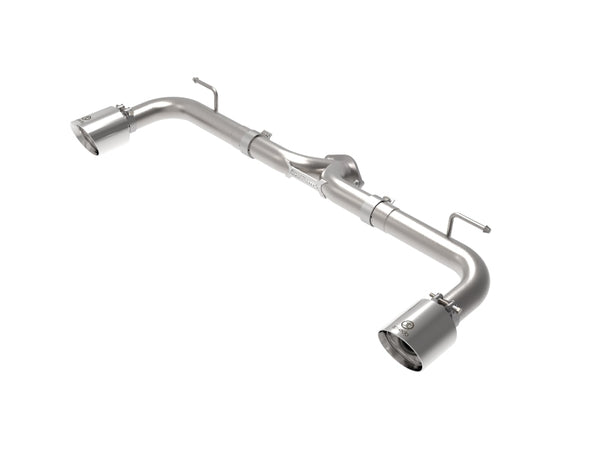 aFe Takeda 2-1/2in 304 SS Axle-Back Exhaust w/ Polished Tips 14-18 Mazda 3 L4 2.0L/2.5L - Bull Strap