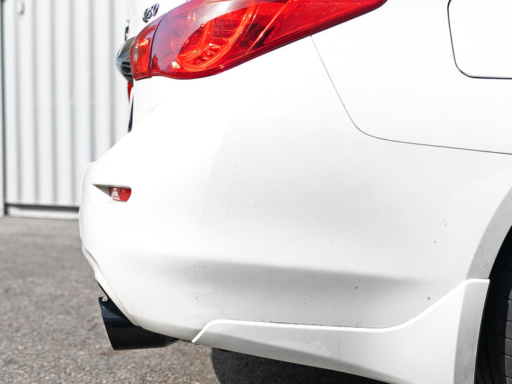 aFe Takeda 2.5in 304 SS Cat-Back Exhaust System w/ Black Tips 16-18 Infiniti Q50 V6-3.0L (tt) - Bull Strap