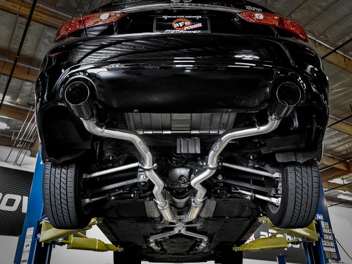 aFe Takeda 2.5in 304 SS Cat-Back Exhaust System w/ Black Tips 16-18 Infiniti Q50 V6-3.0L (tt) - Bull Strap