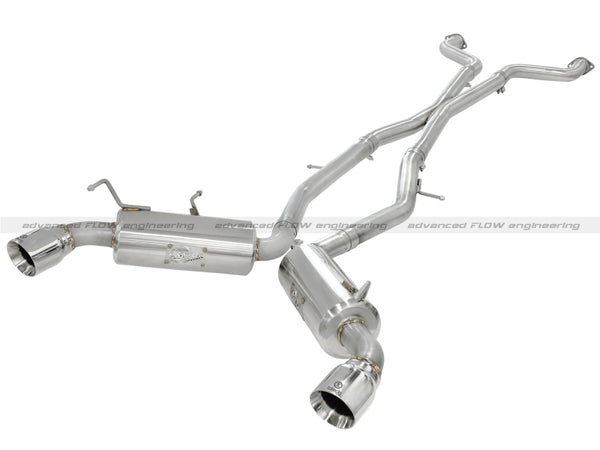 aFe Takeda 2.5inch SS Exhaust Cat-Back 09-13 Nissan 370Z V6 3.7L Polished Tips - Bull Strap