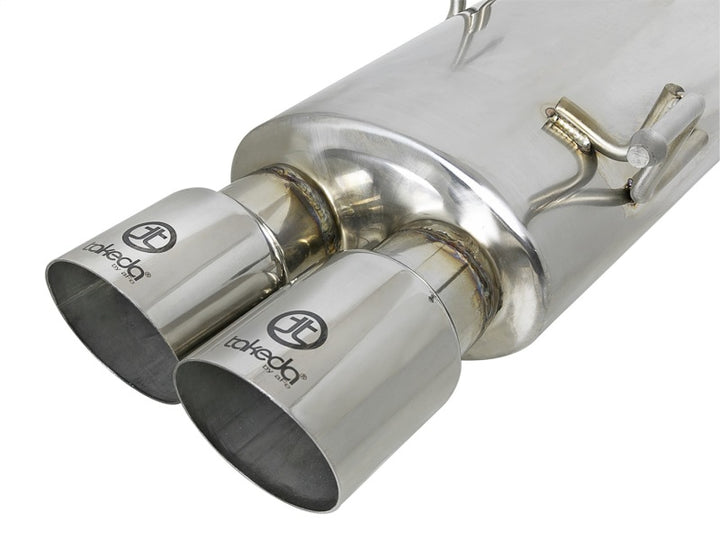 aFe Takeda 3in SS Exhaust Cat-Back 15-16 Subaru WRX/STI 2.0L/2.5L Polished Tips - Bull Strap
