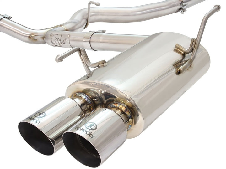 aFe Takeda 3in SS Exhaust Cat-Back 15-16 Subaru WRX/STI 2.0L/2.5L Polished Tips - Bull Strap