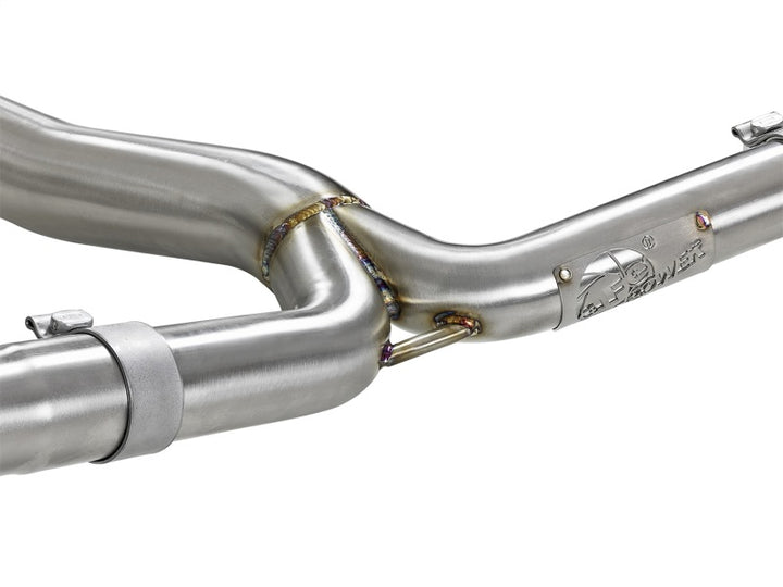 aFe Takeda 3in SS Exhaust Cat-Back 15-16 Subaru WRX/STI 2.0L/2.5L Polished Tips - Bull Strap