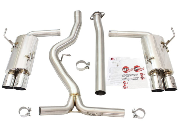 aFe Takeda 3in SS Exhaust Cat-Back 15-16 Subaru WRX/STI 2.0L/2.5L Polished Tips - Bull Strap