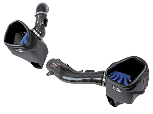 aFe Track Series Stg 2 Carbon Fiber Intake w/Pro 5R Media 15-20 BMW M3/M4(F80/82/83) L6-3.0L(tt) S55 - Bull Strap