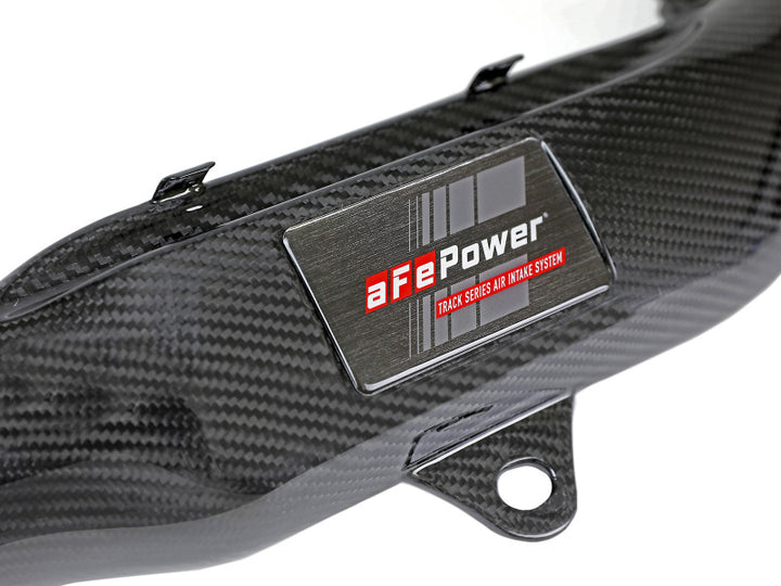 aFe Track Series Stg 2 Carbon Fiber Intake w/Pro 5R Media 15-20 BMW M3/M4(F80/82/83) L6-3.0L(tt) S55 - Bull Strap