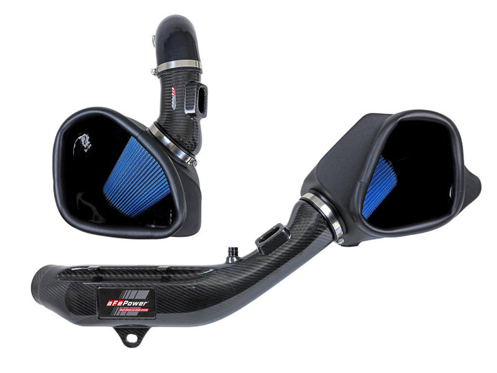 aFe Track Series Stg 2 Carbon Fiber Intake w/Pro 5R Media 15-20 BMW M3/M4(F80/82/83) L6-3.0L(tt) S55 - Bull Strap