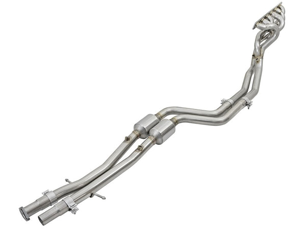 aFe Twisted Steel Long Tube Headers w/ Mid Pipes (Catted) 96-99 BMW M3 L6-3.2L S52 - Bull Strap