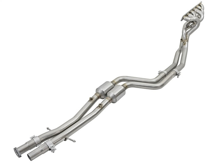 aFe Twisted Steel Long Tube Headers w/ Mid Pipes (Catted) 96-99 BMW M3 L6-3.2L S52 - Bull Strap
